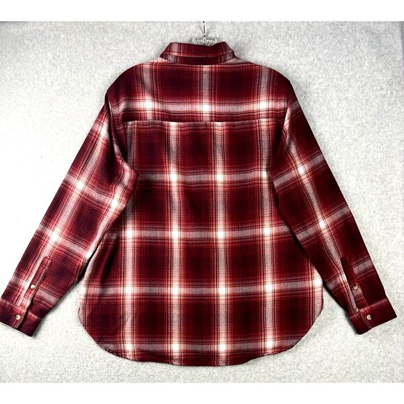 Jachs Girlfriend Shirt Womens Medium Red Flannel Button Up Outdoors Cabin - Picture 3 of 14